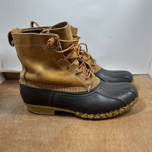 LL Bean Duck Boots Women Size 10 Rubber Moc Gum Shoes Low Top Brown Leather - Picture 1 of 9